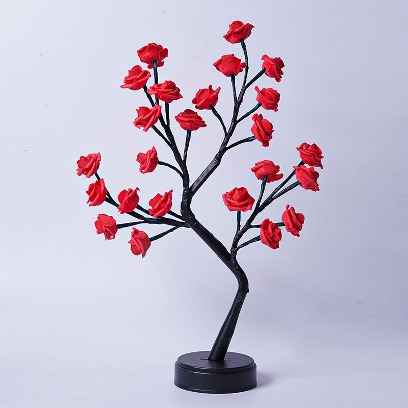 Rose Flower Tree Lamp – USB Powered Fairy Night Light for Wedding, Valentine & Christmas Decor