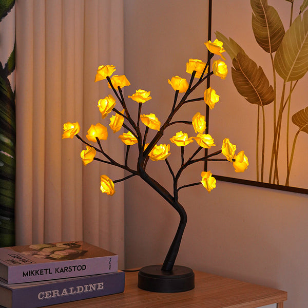 Rose Flower Tree Lamp – USB Powered Fairy Night Light for Wedding, Valentine & Christmas Decor