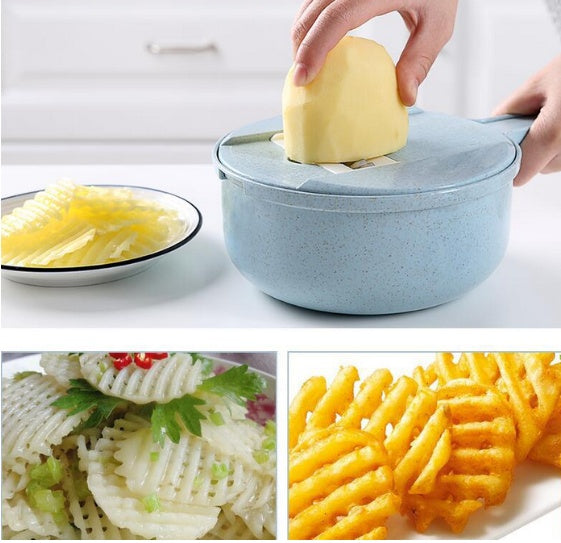 8-in-1 Mandoline Slicer & Vegetable Cutter with Strainer – Multi-Functional Kitchen Tool