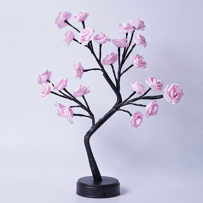 Rose Flower Tree Lamp – USB Powered Fairy Night Light for Wedding, Valentine & Christmas Decor