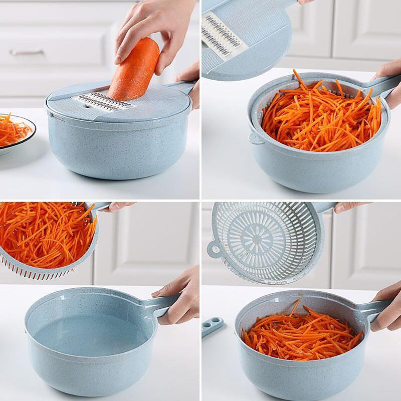 8-in-1 Mandoline Slicer & Vegetable Cutter with Strainer – Multi-Functional Kitchen Tool