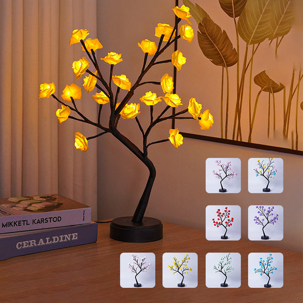 Rose Flower Tree Lamp – USB Powered Fairy Night Light for Wedding, Valentine & Christmas Decor